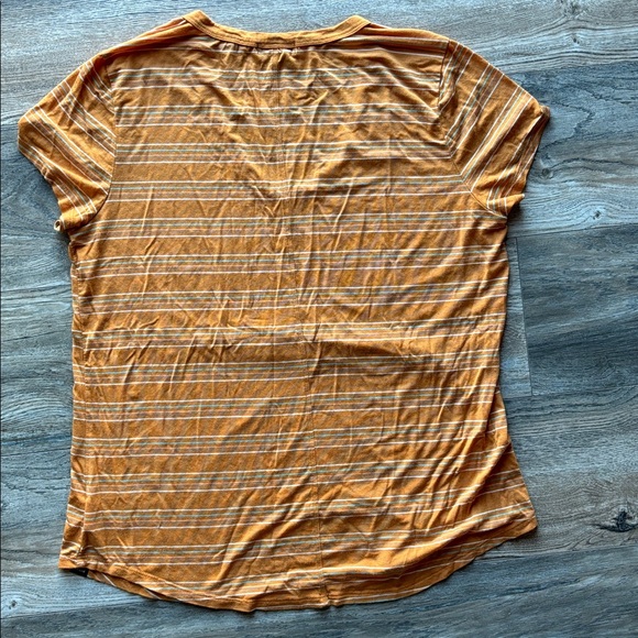Prana Orange Striped V-Neck Tee - Picture 5 of 5